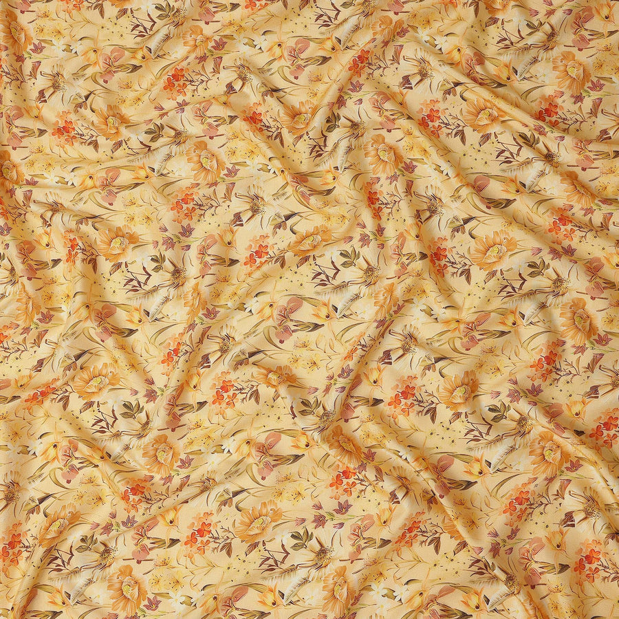 Golden Mustard Floral Viscose Fabric 110cm