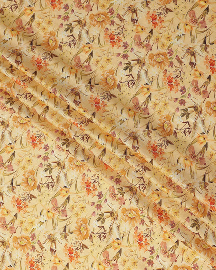 Golden Mustard Floral Viscose Fabric 110cm