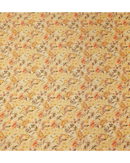Golden Mustard Floral Viscose Fabric 110cm