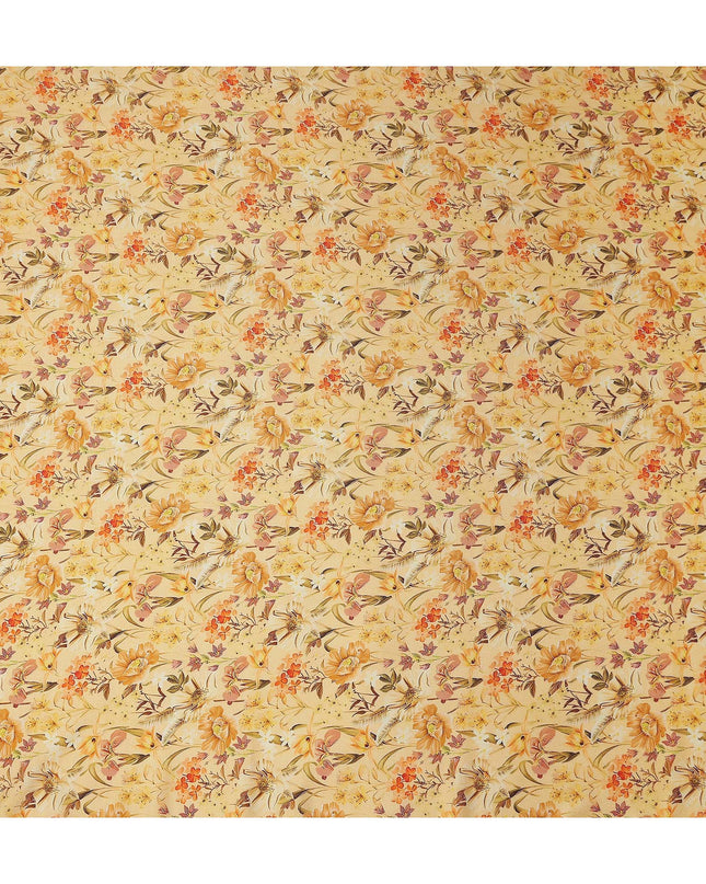 Golden Mustard Floral Viscose Fabric 110cm