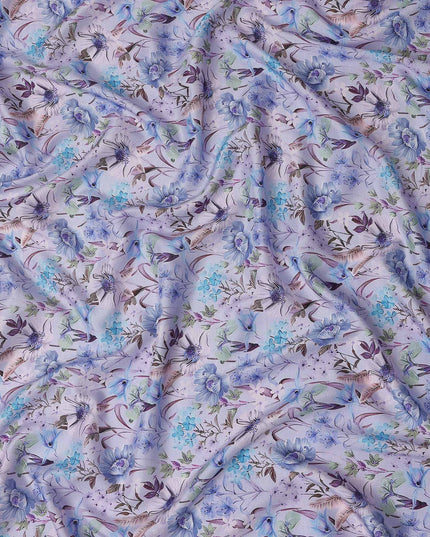 Lavender Lilac Floral Viscose Fabric 110cm