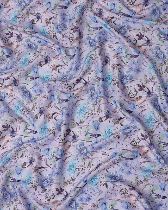 Lavender Lilac Floral Viscose Fabric 110cm