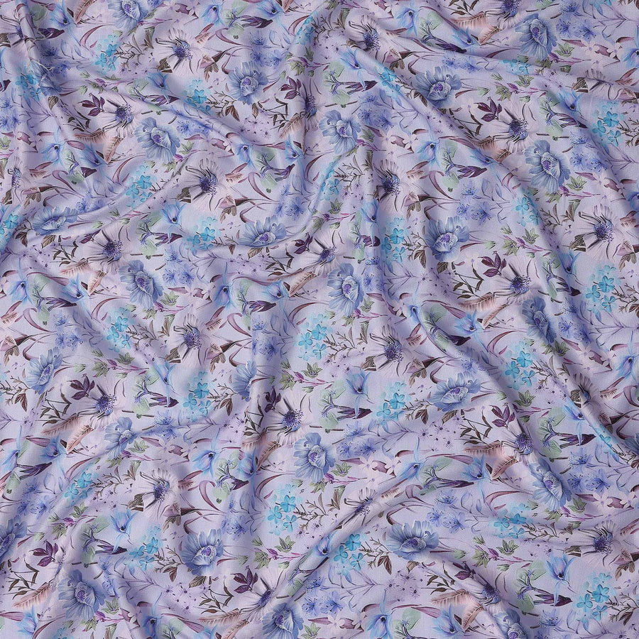 Lavender Lilac Floral Viscose Fabric 110cm