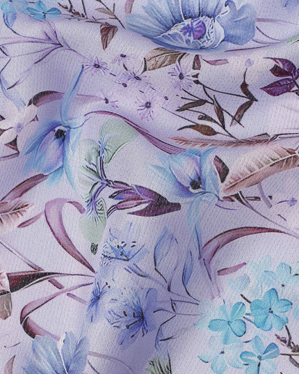 Lavender Lilac Floral Viscose Fabric 110cm