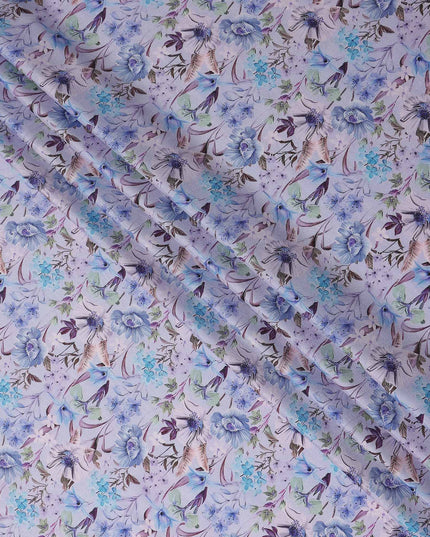 Lavender Lilac Floral Viscose Fabric 110cm