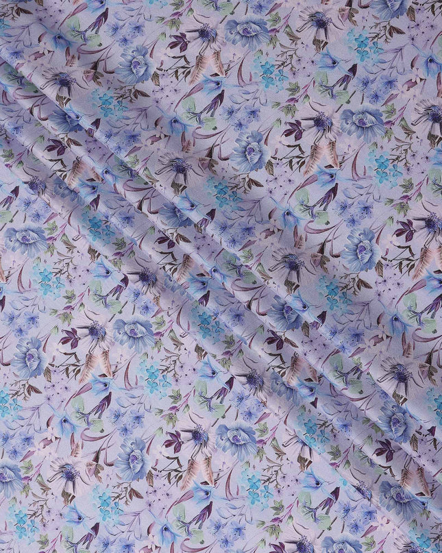 Lavender Lilac Floral Viscose Fabric 110cm