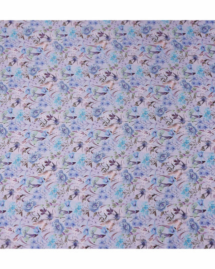 Lavender Lilac Floral Viscose Fabric 110cm