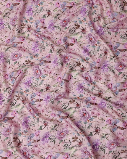 Blush Pink Floral Viscose Fabric 110cm