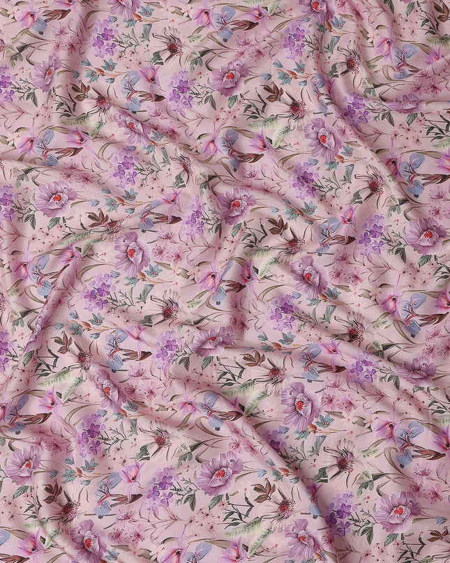 Blush Pink Floral Viscose Fabric 110cm