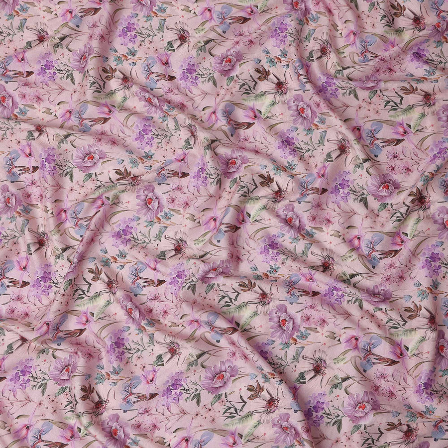 Blush Pink Floral Viscose Fabric 110cm