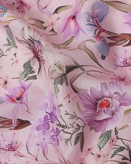 Blush Pink Floral Viscose Fabric 110cm