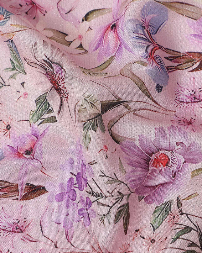 Blush Pink Floral Viscose Fabric 110cm