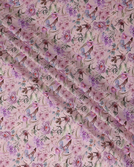 Blush Pink Floral Viscose Fabric 110cm