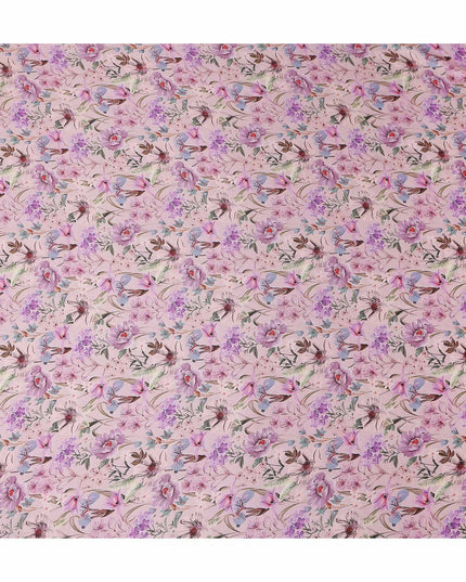 Blush Pink Floral Viscose Fabric 110cm