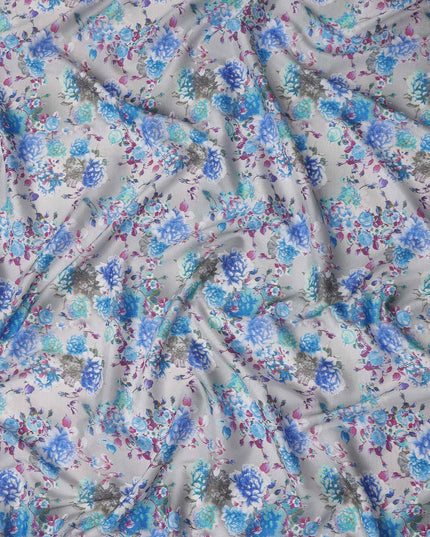 Blue Floral Digital Printed Viscose Fabric 110cm | Indian