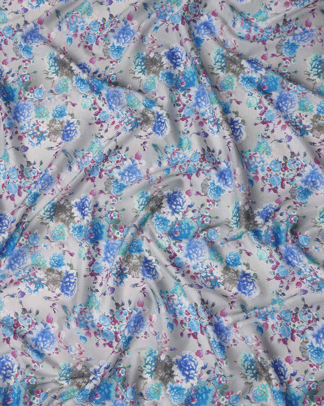 Blue Floral Digital Printed Viscose Fabric 110cm | Indian