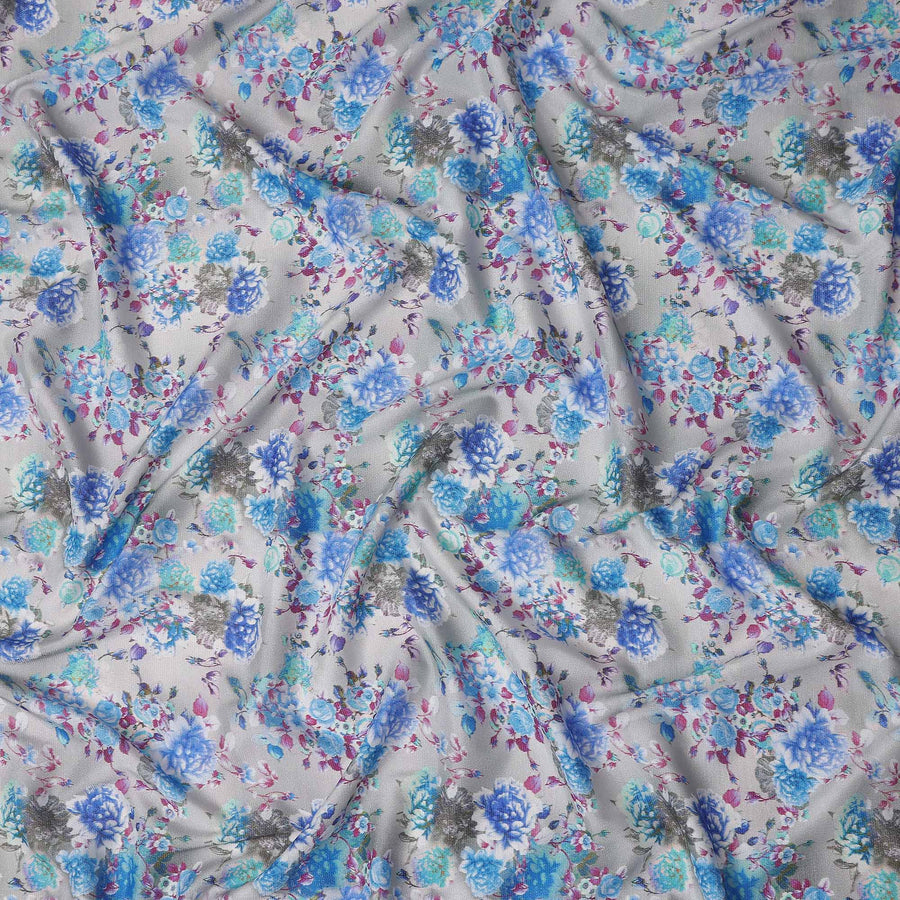 Blue Floral Digital Printed Viscose Fabric 110cm | Indian