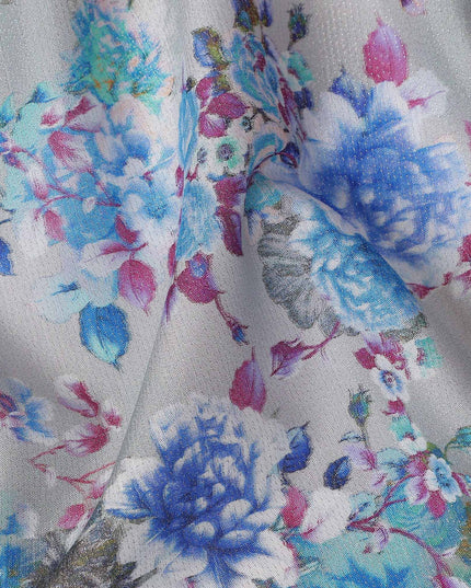 Blue Floral Digital Printed Viscose Fabric 110cm | Indian