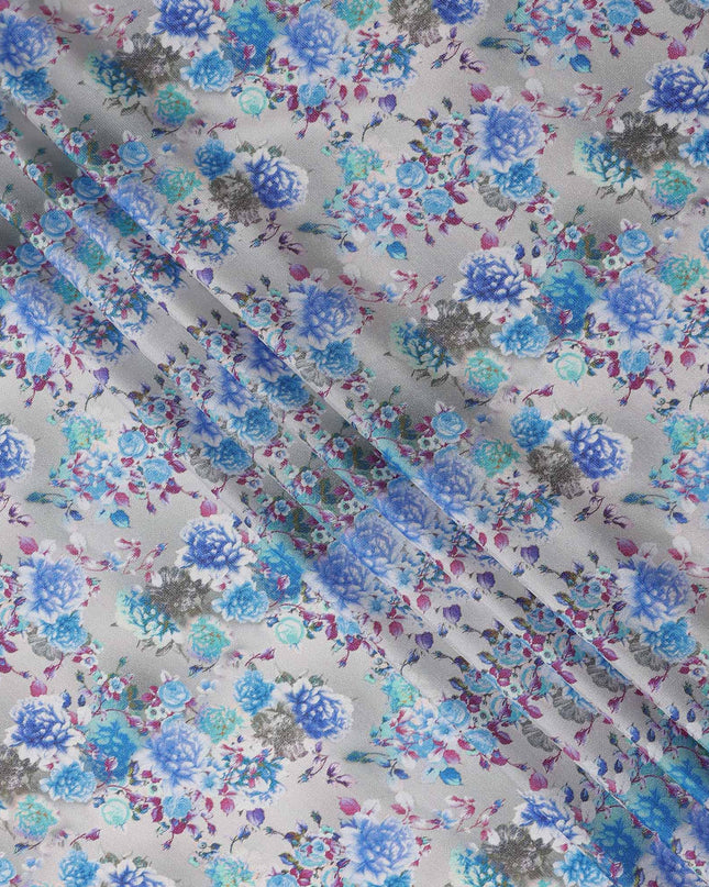 Blue Floral Digital Printed Viscose Fabric 110cm | Indian