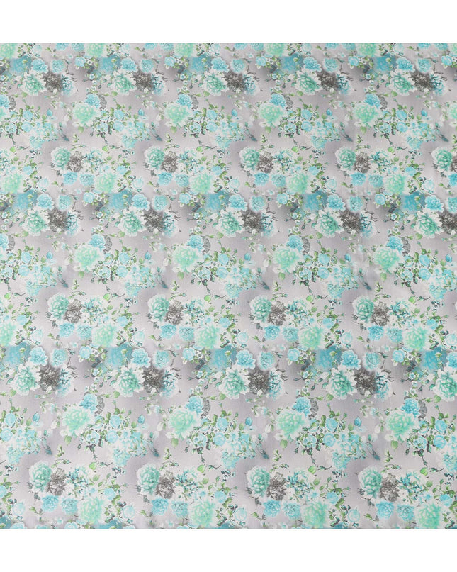 Grey Floral Digital Printed Viscose Fabric 110cm | Indian