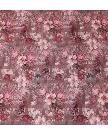 Buy Pink Floral Design Viscose Crepe 110cm
