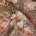 Taupe Brown Bouquet Floral Viscose Fabric 110cm