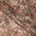 Taupe Brown Bouquet Floral Viscose Fabric 110cm