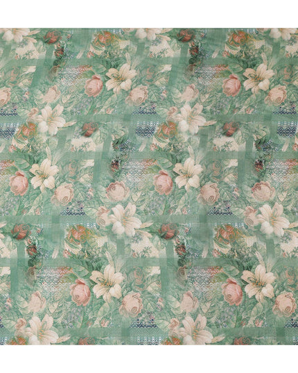 Buy Green Floral Design Viscose Crepe 110cm