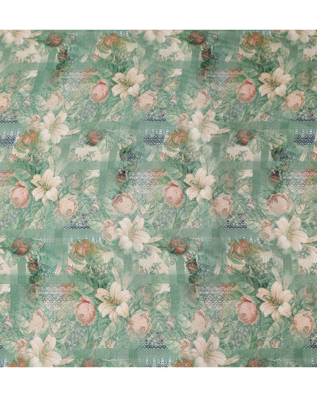 Buy Green Floral Design Viscose Crepe 110cm