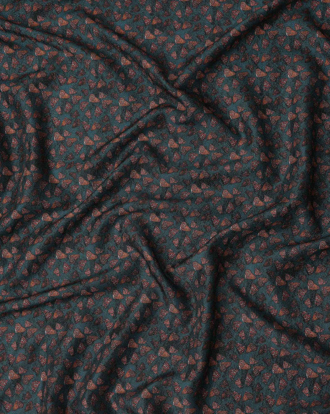 Deep Teal Green Leaf Print Viscose Fabric 110cm