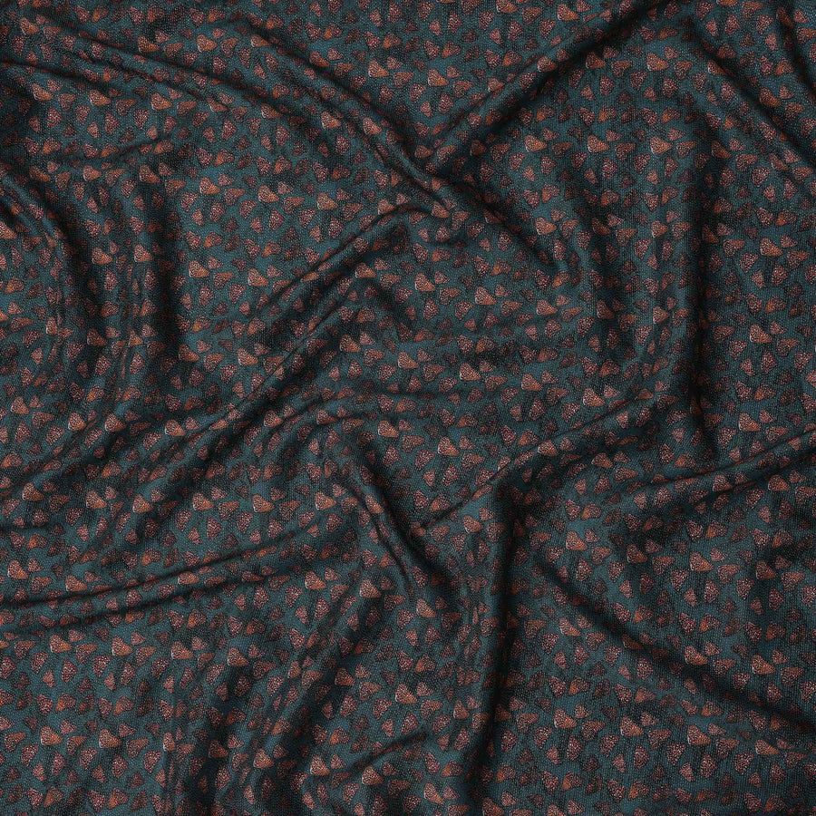Deep Teal Green Leaf Print Viscose Fabric 110cm
