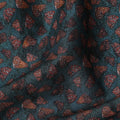 Deep Teal Green Leaf Print Viscose Fabric 110cm