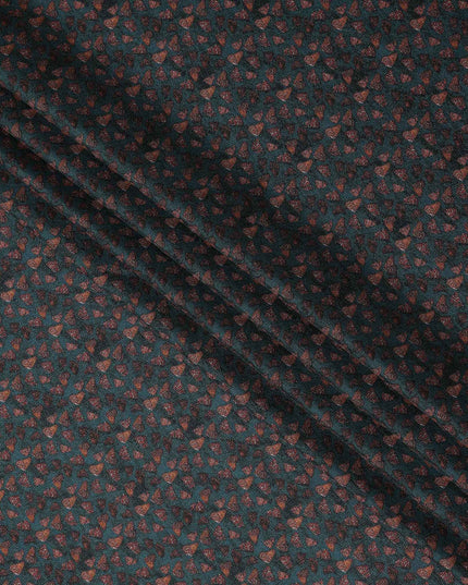 Deep Teal Green Leaf Print Viscose Fabric 110cm