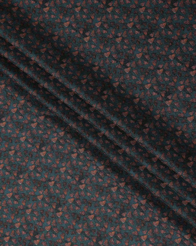 Deep Teal Green Leaf Print Viscose Fabric 110cm
