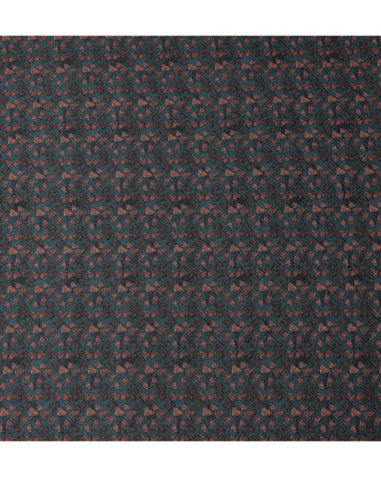 Deep Teal Green Leaf Print Viscose Fabric 110cm