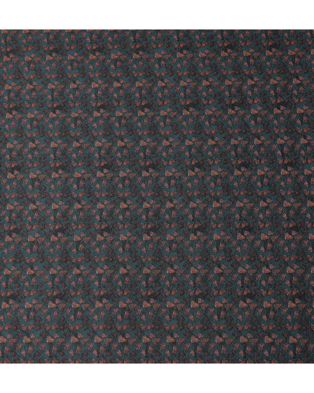 Deep Teal Green Leaf Print Viscose Fabric 110cm