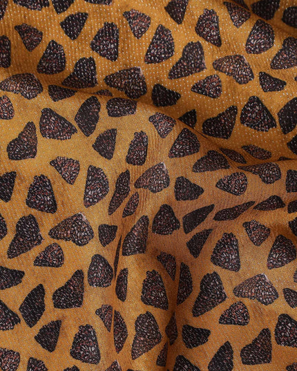 Buy Gold Abstract Design Viscose Crepe 110cm