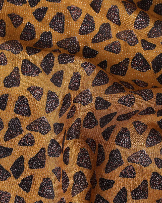 Buy Gold Abstract Design Viscose Crepe 110cm