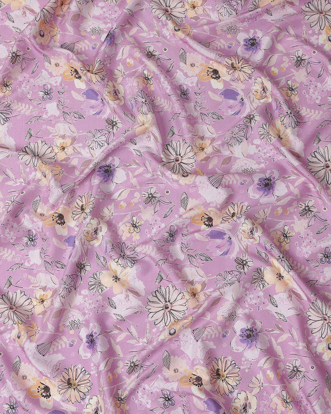 Pink Floral Digital Printed Viscose Fabric 110cm | Indian