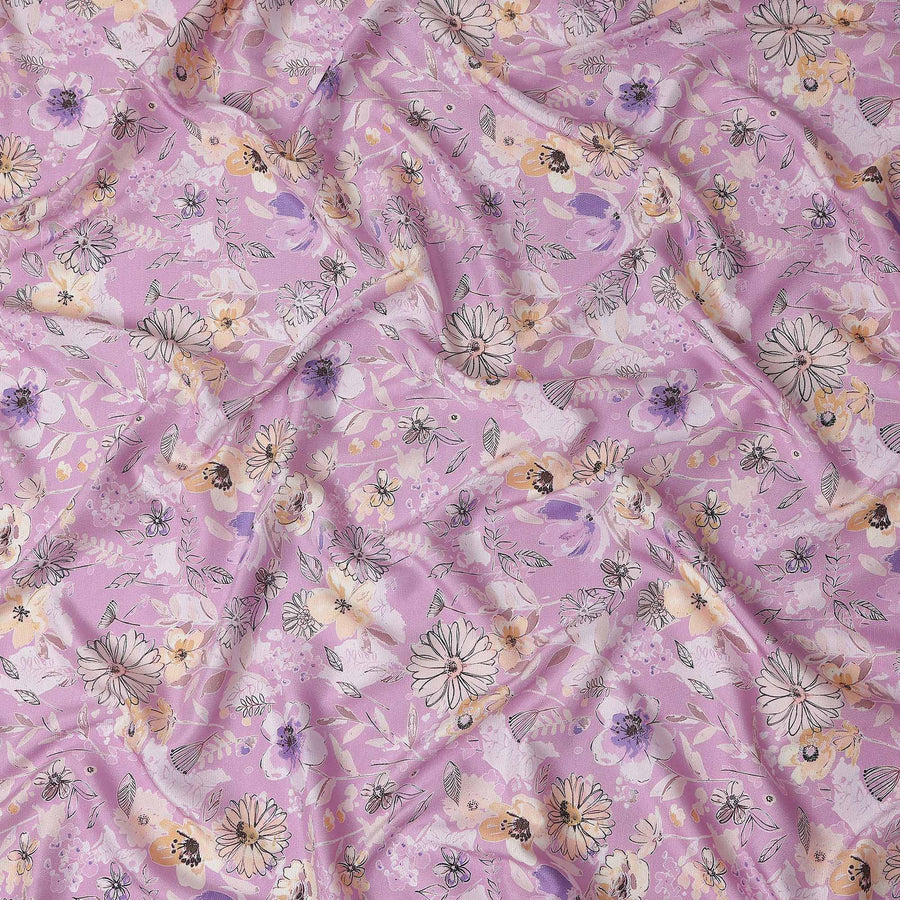 Pink Floral Digital Printed Viscose Fabric 110cm | Indian