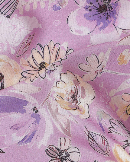 Pink Floral Digital Printed Viscose Fabric 110cm | Indian