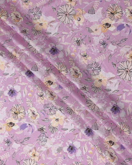 Pink Floral Digital Printed Viscose Fabric 110cm | Indian