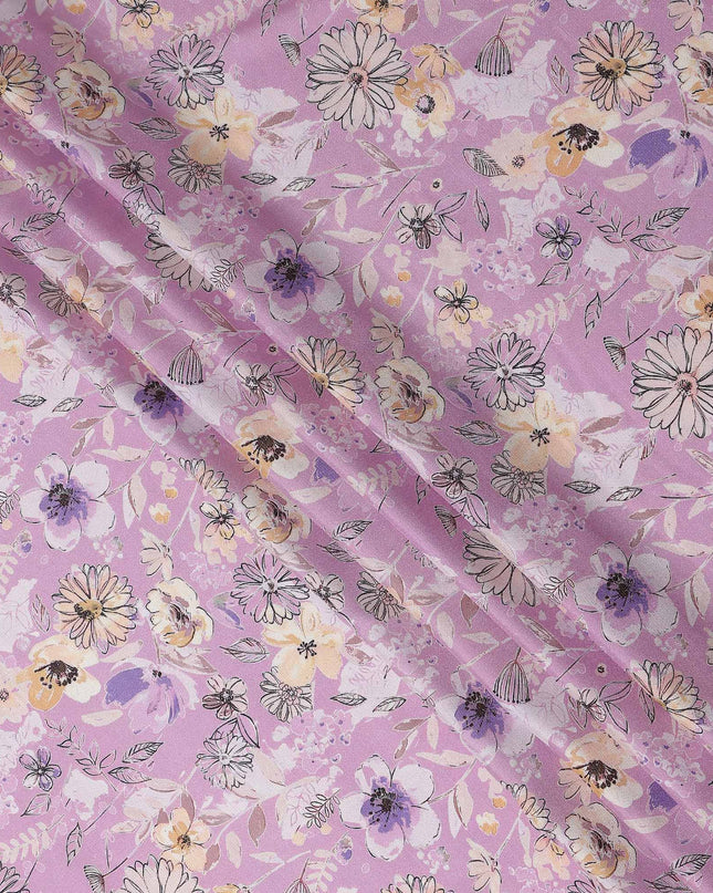 Pink Floral Digital Printed Viscose Fabric 110cm | Indian