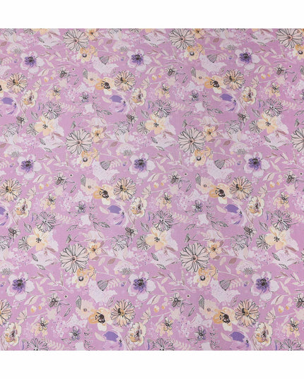 Pink Floral Digital Printed Viscose Fabric 110cm | Indian