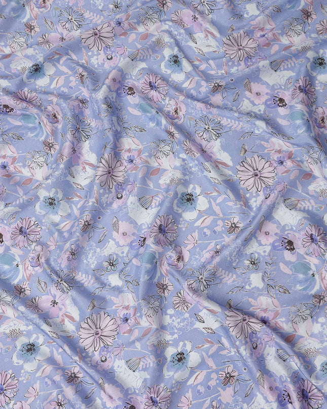 Purple Floral Digital Printed Viscose Fabric 110cm | Indian