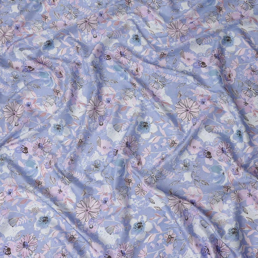 Purple Floral Digital Printed Viscose Fabric 110cm | Indian