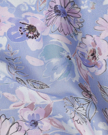 Purple Floral Digital Printed Viscose Fabric 110cm | Indian