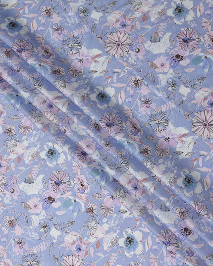 Purple Floral Digital Printed Viscose Fabric 110cm | Indian