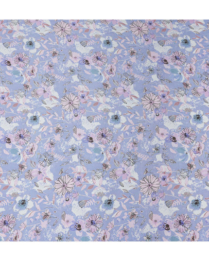 Purple Floral Digital Printed Viscose Fabric 110cm | Indian