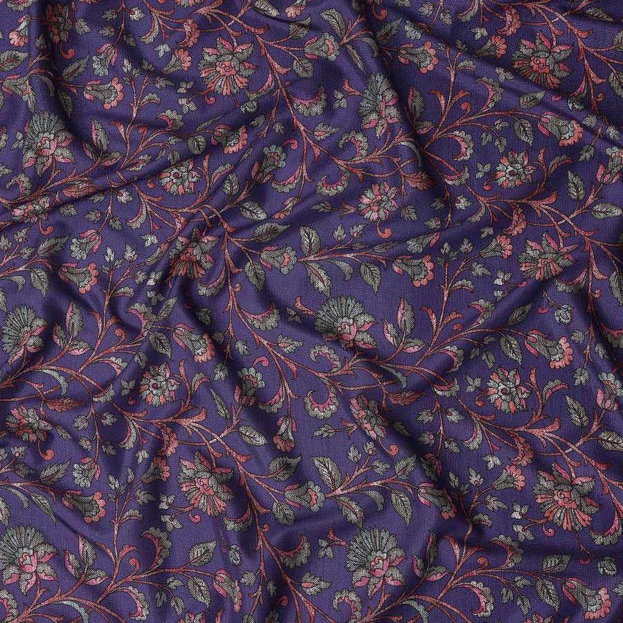 Buy Purple Floral Design Viscose Crepe 110cm